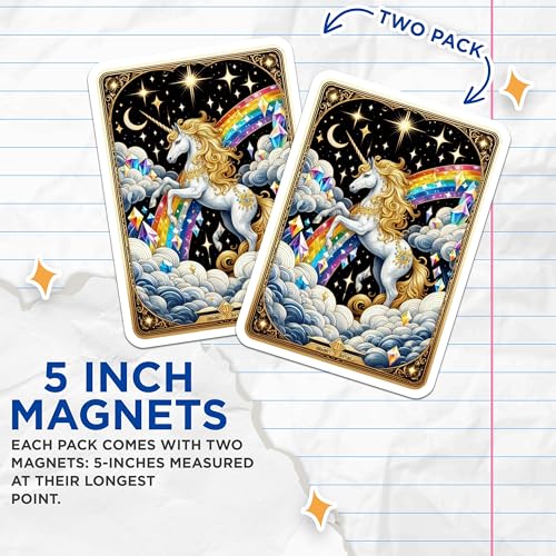 (2 Pack) Magical Unicorn Decoration Magnet - Rainbow Unicorn Art - 5" On Longest Side - Sticks to Smooth Flat Surfaces - Made in USA - MAG10161