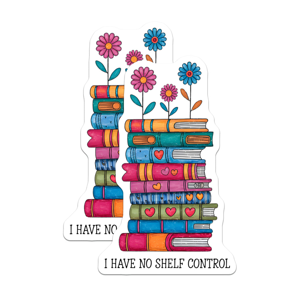 (2 Pack) Bookworm Magnets - I Have No Shelf Control - Funny Reader Refrigerator Decor - 5 Inches On Longest Side - Thick Durable Magnet - Made in USA - MAG38412