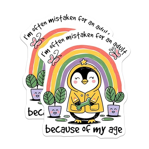 (2 Pack) Cute Penguin Rainbow Magnets - Funny Animal Quote - Decorative Fridge - 5" On Longest Side - for Cars, Refrigerators, Toolboxes, Lockers - Made in USA BMCS3306