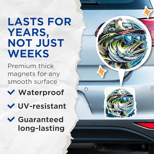 (2 Pack) Cool Bass Fish Magnets Magnets - Fishing Enthusiast Decor - Novelty Fish Accessories - 5" On Longest Side - Made in USA - Sticks to Refrigerators & Metal Surfaces - MAG8594